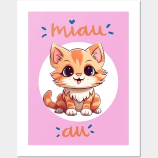 orange cat cute smiling Posters and Art